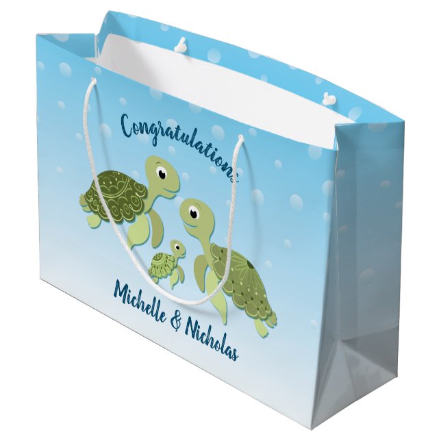 Bolsa De Regalo Grande Sexo neutro en Baby Shower de la tortuga marina (Angulo reverso)