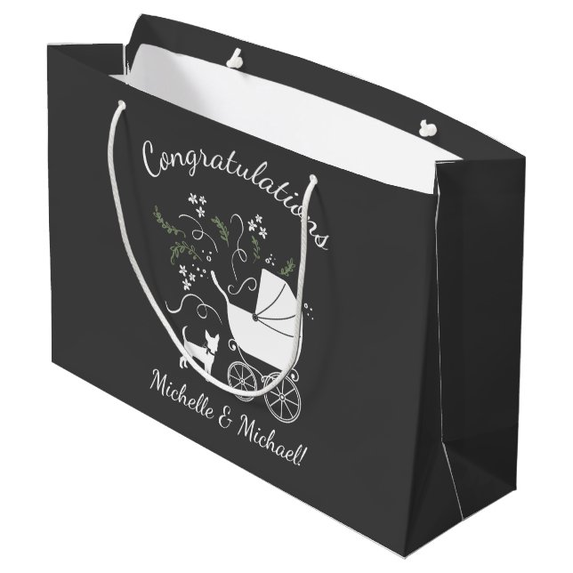 Bolsa De Regalo Grande Sexo neutro en Baby Shower para perros chihuahua (Angulo reverso)