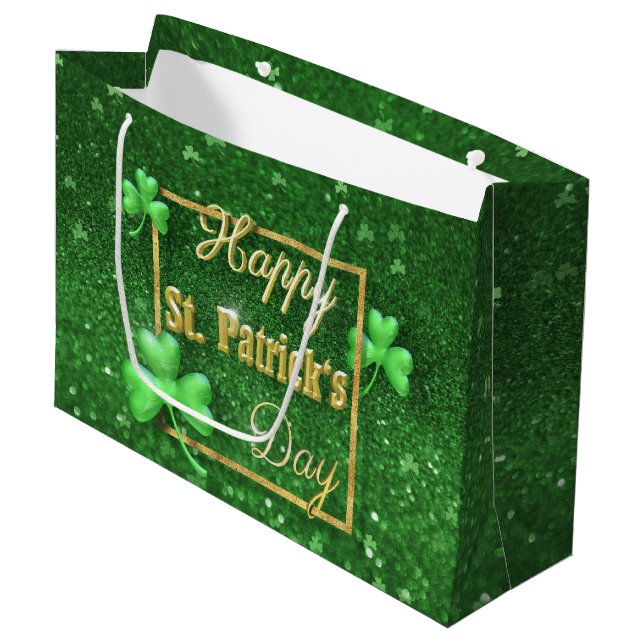 Bolsa De Regalo Grande Shamrock del Día de San Patricio (Angulo Anverso)