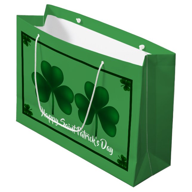 Bolsa De Regalo Grande Shamrock St Patrick's Day LGB (Angulo Anverso)
