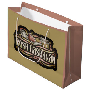 Bolsa De Regalo Grande Shana Tova Rosh Hashana Símbolos judíos tradiciona