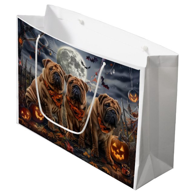 Bolsa De Regalo Grande Shar Pei Halloween Spooky (Angulo Anverso)