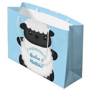 Bolsa De Regalo Grande Sheep Baby Shower Blue
