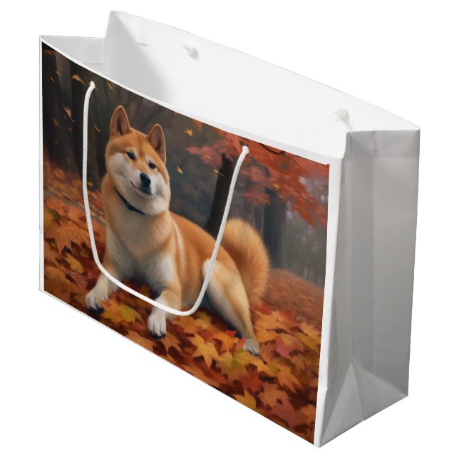 Bolsa De Regalo Grande Shib Inu en otoño se inspira (Angulo Anverso)