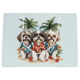 Bolsa De Regalo Grande Shih Tzu Dogs con Camisetas hawaianos