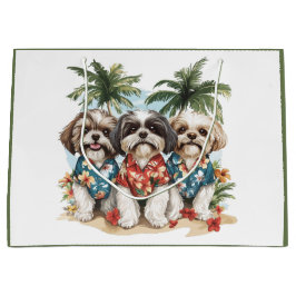 Bolsa De Regalo Grande Shih Tzu Dogs con Camisetas hawaianos