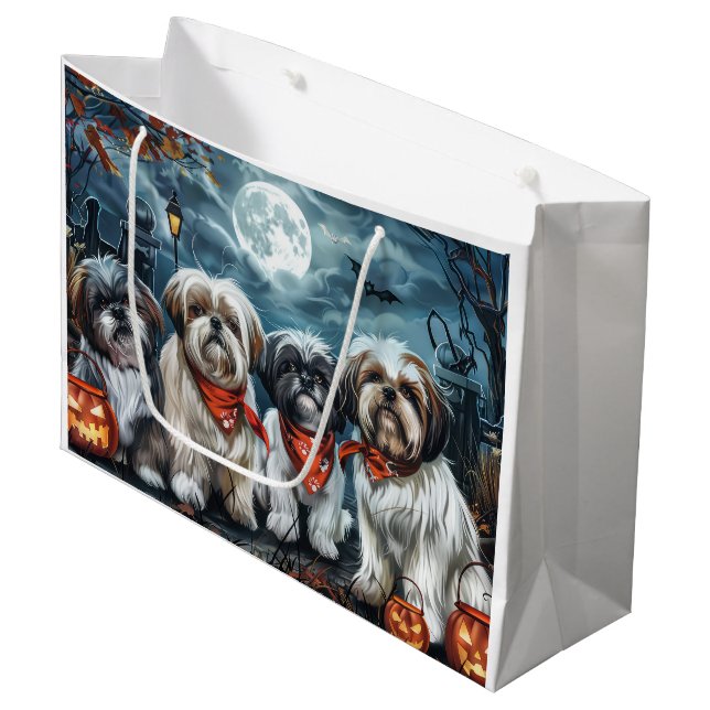 Bolsa De Regalo Grande Shih Tzu Halloween Spooky (Angulo Anverso)