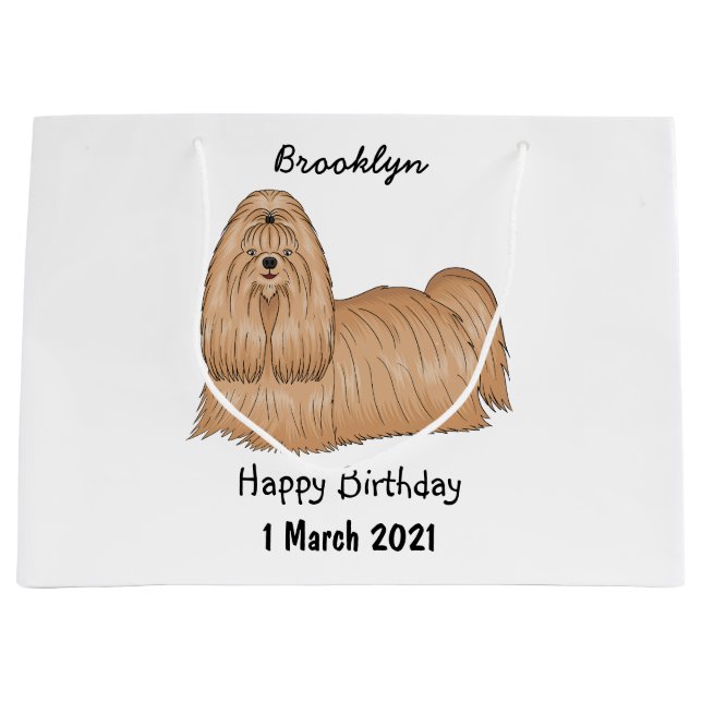 Bolsa De Regalo Grande Shih tzu personalizado de pelo largo ilustracion (Anverso)