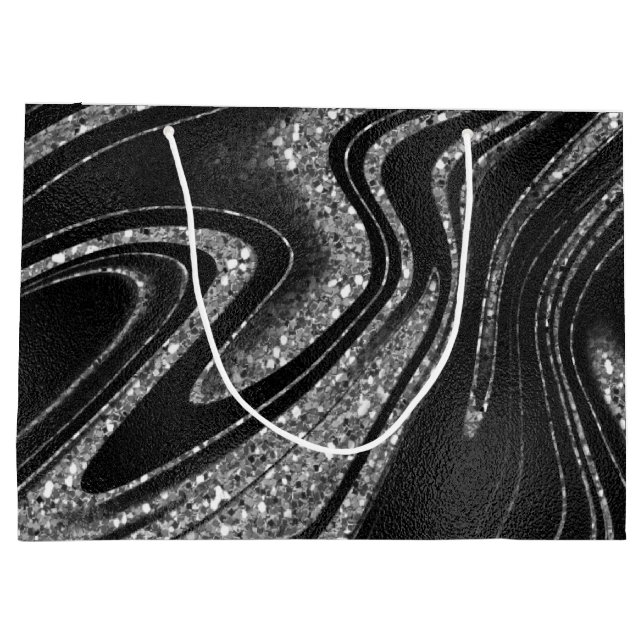 Bolsa De Regalo Grande Shimmer Black Sparkle Purpurina (Reverso)