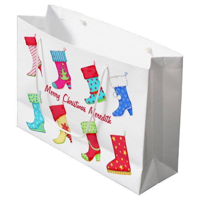 Bolsa De Regalo Grande Shoe Lover Nombre Navidades personalizados (Angulo Anverso)