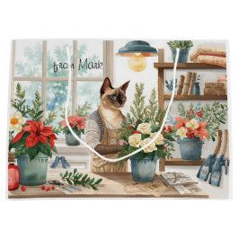Bolsa De Regalo Grande Siamese Cat arranging Flowers Winter Christmas 