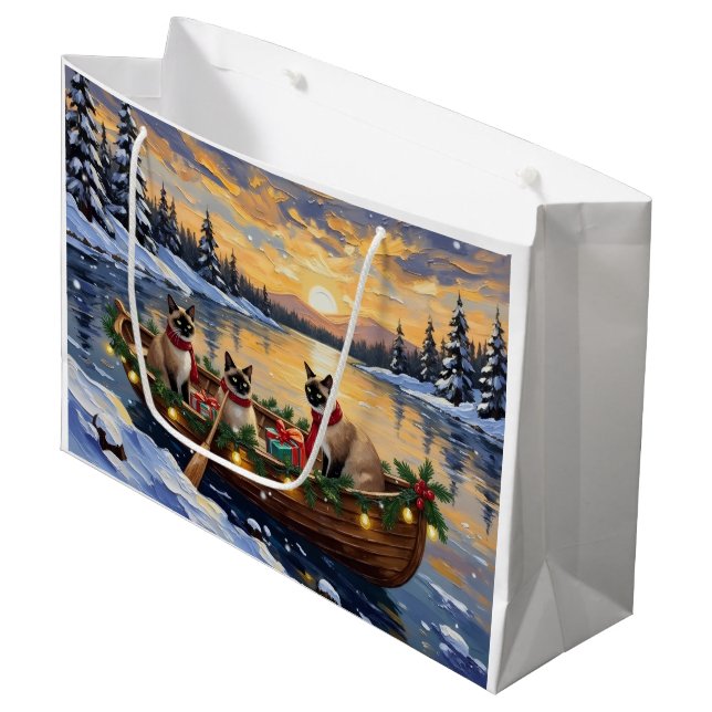 Bolsa De Regalo Grande Siamese Cat Christmas Boat Holiday (Angulo Anverso)