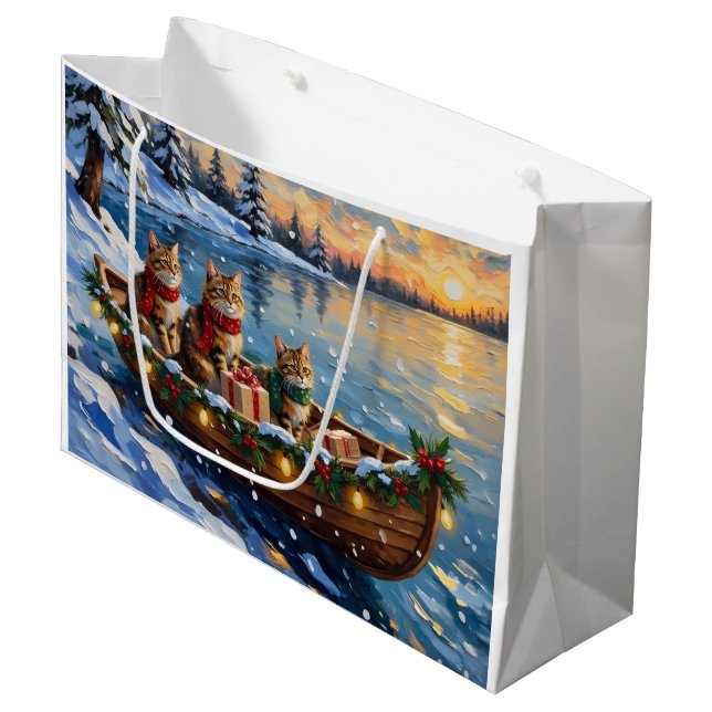 Bolsa De Regalo Grande Siberian Cat Christmas Boat Holiday (Angulo Anverso)