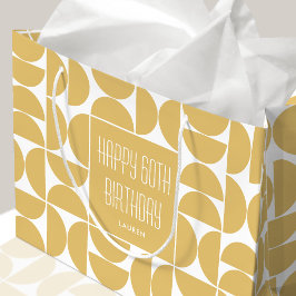 Bolsa De Regalo Grande Siglo medio moderno cumpleaños retro 60 amarillo