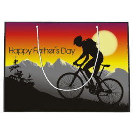 Bolsa De Regalo Grande Silhouette Mountain Bike Feliz Día del Padre