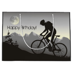 Bolsa De Regalo Grande Silhouette Mountain Bike y Full Moon Birthday