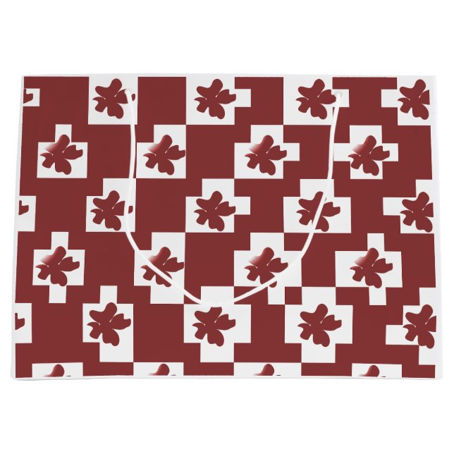 Bolsa De Regalo Grande Silhueta de flores em padrão. (Anverso)