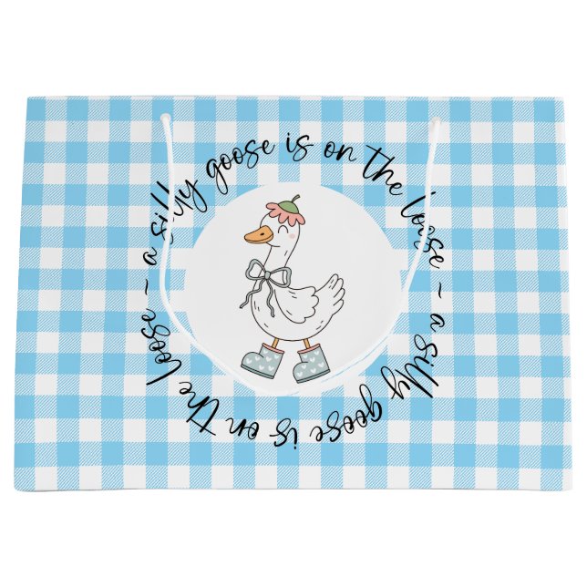 Bolsa De Regalo Grande Silly Goose Blue Gingham (Anverso)