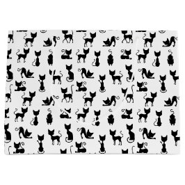 Bolsa De Regalo Grande Silueta de gato negro y blanco