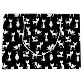 Bolsa De Regalo Grande Silueta de gato negro y blanco