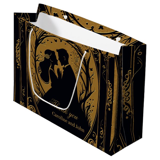 Bolsa De Regalo Grande Silueta elegante de una novia y un novio (Angulo Anverso)