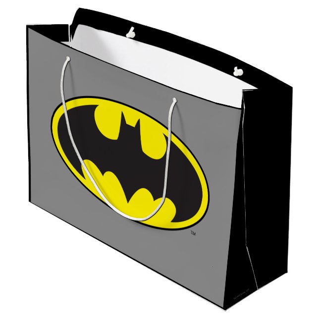 Bolsa De Regalo Grande Símbolo de Batman | Logo ovalado de Bat (Angulo reverso)