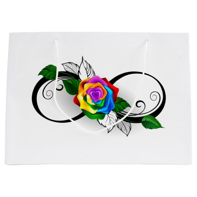 Bolsa De Regalo Grande Símbolo de infinito con rosa arcoíris (Anverso)