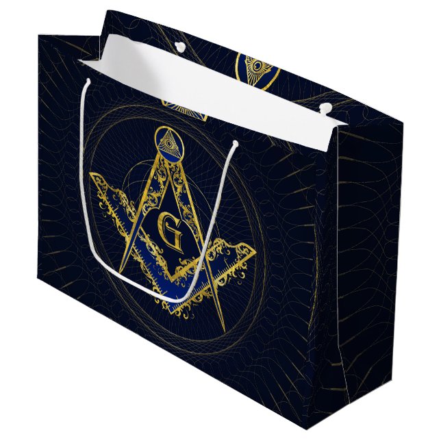 Bolsa De Regalo Grande Símbolo freemasonico cuadrado y brújulas (Angulo Anverso)