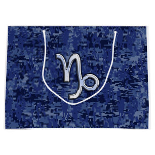 Bolsa De Regalo Grande Símbolo zodiaco de Capricornio Camuflaje digital a