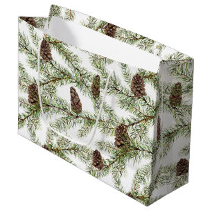 Bolsa De Regalo Grande Simple acuarela de fibra de invierno