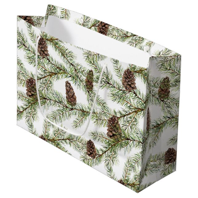 Bolsa De Regalo Grande Simple acuarela de fibra de invierno (Angulo Anverso)