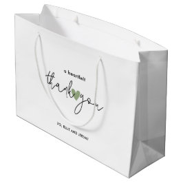 Bolsa De Regalo Grande Simple Caligrafía Script Verde Sage Corazón Boda