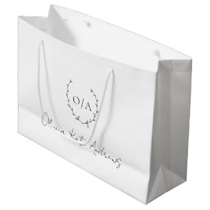 Bolsa De Regalo Grande Simple clásico Monograma Wreath Elegante