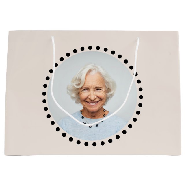 Bolsa De Regalo Grande Simple Gracioso Corte Editable Fotos Redondas Polk (Anverso)
