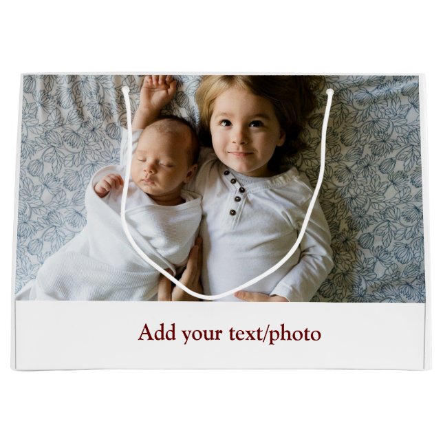 Bolsa De Regalo Grande simple mínima AGREGAR TU FOTO NAVIDADES DE TEXTO L (Anverso)