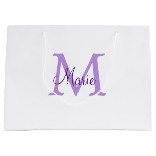 Bolsa De Regalo Grande simple minimal añadir nombre monograma rosa rojo