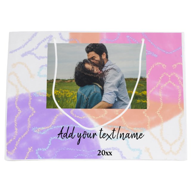 Bolsa De Regalo Grande simple minimal customized name monogram couple  th (Anverso)