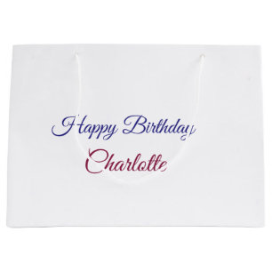 Bolsa De Regalo Grande SIMPLE MÍNIMO.CUTIE AGREGAR NOMBRE BEBÉ feliz cump