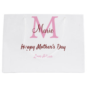 Bolsa De Regalo Grande simple mínimo día de la madre monograma nombre ros