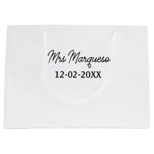 Bolsa De Regalo Grande simple monograma minimalista sra Sr nombre fecha a