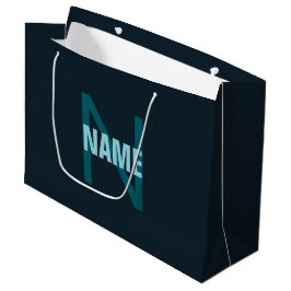 Bolsa De Regalo Grande Simple Monograma Personalizado en Negrita 