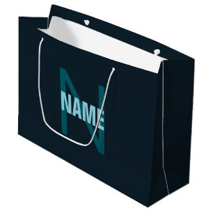 Bolsa De Regalo Grande Simple Monograma Personalizado en Negrita 
