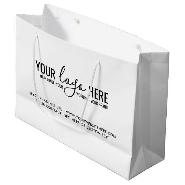 Bolsa De Regalo Grande Simple Your Logo Event Business Company Branding (Angulo Anverso)