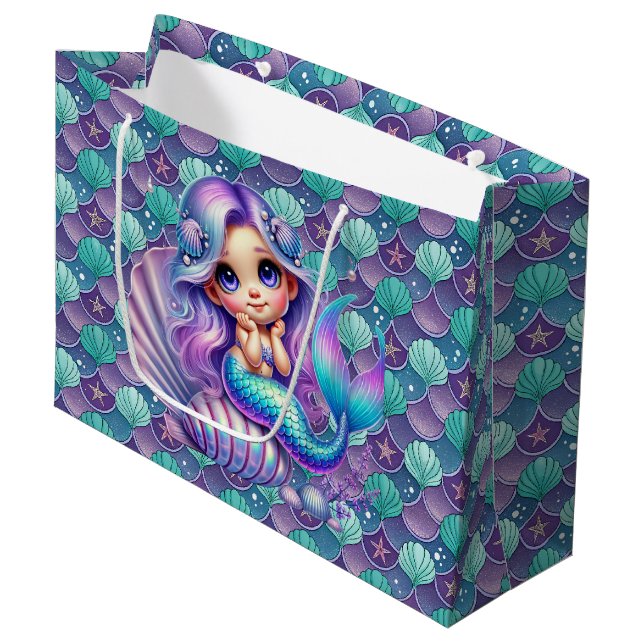 Bolsa De Regalo Grande Sirena de conchas marinas (Angulo Anverso)