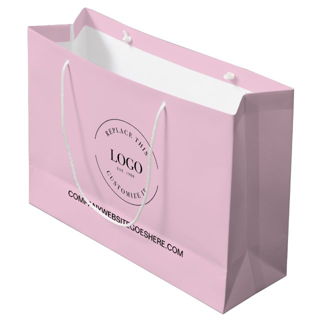 Bolsa De Regalo Grande Sitio web de la empresa Personalizado Rosado (Angulo Anverso)