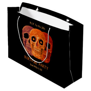 Bolsa De Regalo Grande Skull Funny Naranja Gothic Birthday Descansa en pa