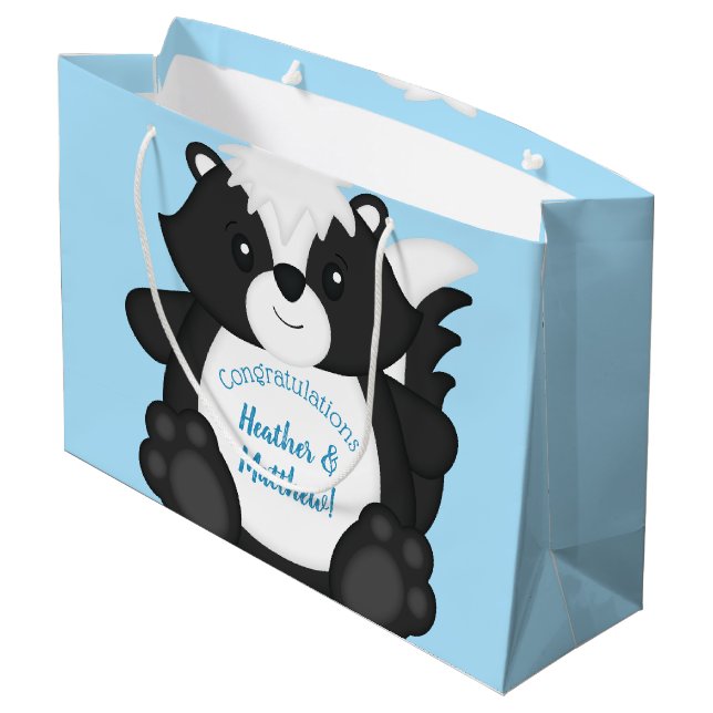 Bolsa De Regalo Grande Skunk Baby Shower Blue (Angulo reverso)