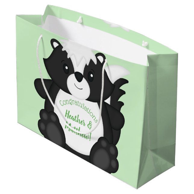Bolsa De Regalo Grande Skunk Baby Shower Green (Angulo reverso)