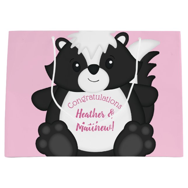 Bolsa De Regalo Grande Skunk Baby Shower Pink (Anverso)