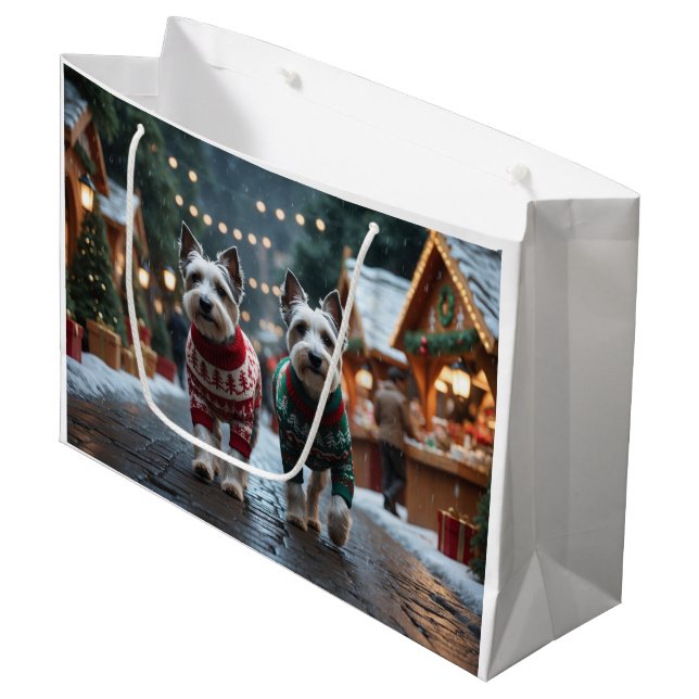 Bolsa De Regalo Grande Skye Terrier Dogs Christmas Snow Holiday  (Angulo Anverso)